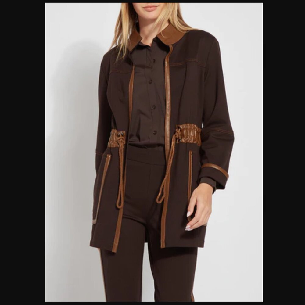 Lysse Margaret Jacket - Brown with Faux Leather Trim - Small